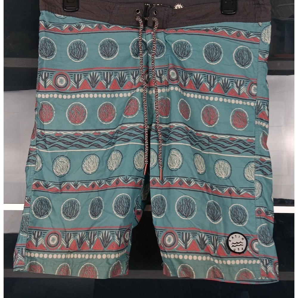 Katin Board Shorts Men's 31 Swim Trunks Surf Striped Drawstring 8"
